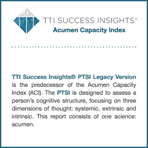 TTI Success Insights Acumen Capacity Index assessment information graphic